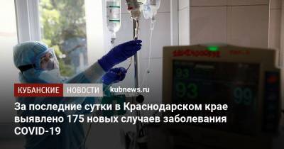 За последние сутки в Краснодарском крае выявлено 175 новых случаев заболевания COVID-19 - kubnews.ru - Россия - Краснодарский край