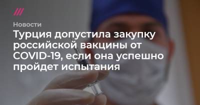 Турция допустила закупку российской вакцины от COVID-19, если она успешно пройдет испытания - tvrain.ru - Турция - Анкара