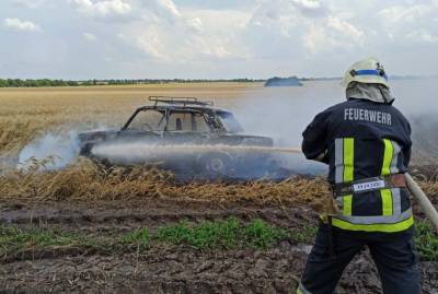 В Запорожской области на поле сгорел легковой автомобиль, – фото - inform.zp.ua - Запорожская обл.