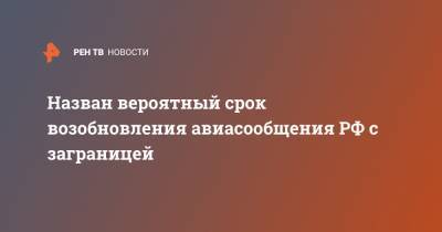 Назван вероятный срок возобновления авиасообщения РФ с заграницей - ren.tv - Россия - Снг