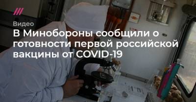 В Минобороны сообщили о готовности первой российской вакцины от COVID-19 - tvrain.ru - Россия