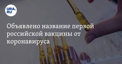 Объявлено название первой российской вакцины от коронавируса - ura.news - Россия