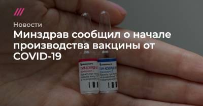 Владимир Путин - Александр Гинцбург - Минздрав сообщил о начале производства вакцины от COVID-19 - tvrain.ru - Москва