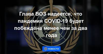 Глава ВОЗ надеется, что пандемия COVID-19 будет побеждена менее чем за два года - news.mail.ru