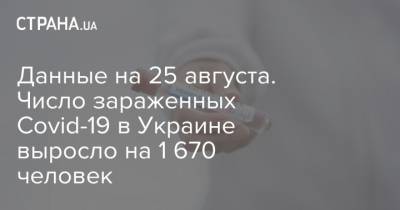 Данные на 25 августа. Число зараженных Covid-19 в Украине выросло на 1 670 человек - strana.ua - Украина
