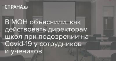 В МОН объяснили, как действовать директорам школ при подозрении на Covid-19 у сотрудников и учеников - strana.ua - Украина