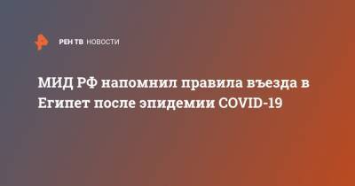 МИД РФ напомнил правила въезда в Египет после эпидемии COVID-19 - ren.tv - Россия - Египет