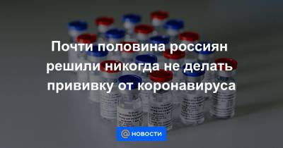 Почти половина россиян решили никогда не делать прививку от коронавируса - news.mail.ru