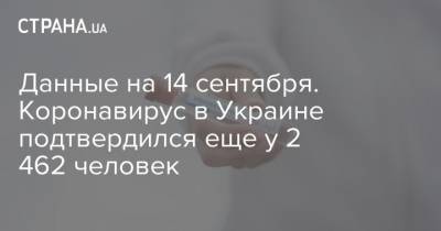 Данные на 14 сентября. Коронавирус в Украине подтвердился еще у 2 462 человек - strana.ua - Украина