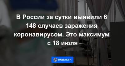 В России за сутки выявили 6 148 случаев заражения коронавирусом. Это максимум с 18 июля - news.mail.ru - Россия - Москва