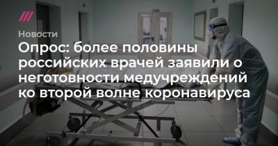 Опрос: более половины российских врачей заявили о неготовности медучреждений ко второй волне коронавируса - tvrain.ru - Санкт-Петербург - Москва