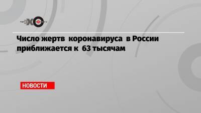 Число жертв коронавируса в России приближается к 63 тысячам - echo.msk.ru - Россия - Москва