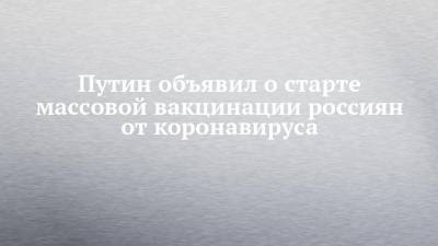 Владимир Путин - Путин объявил о старте массовой вакцинации россиян от коронавируса - chelny-izvest.ru - Россия