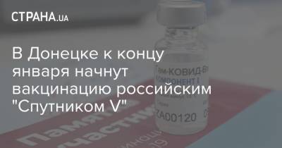 В Донецке к концу января начнут вакцинацию российским "Cпутником V" - strana.ua - Днр - Донецк