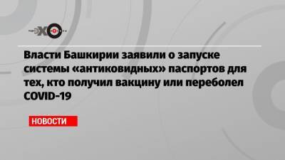 Власти Башкирии заявили о запуске системы «антиковидных» паспортов для тех, кто получил вакцину или переболел COVID-19 - echo.msk.ru - республика Башкирия