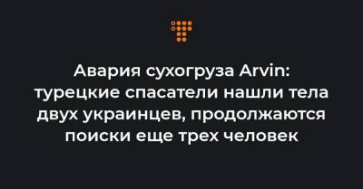 Авария сухогруза Arvin: турецкие спасатели нашли тела двух украинцев, продолжаются поиски еще трех человек - hromadske.ua - Турция - Украина