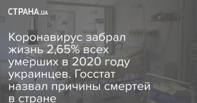 Коронавирус забрал жизнь 2,65% всех умерших в 2020 году украинцев. Госстат назвал причины смертей в стране - strana.ua - Украина - с. Всего