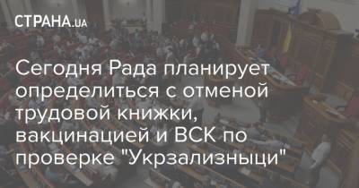 Сегодня Рада планирует определиться с отменой трудовой книжки, вакцинацией и ВСК по проверке "Укрзализныци" - strana.ua - Укрзализныця