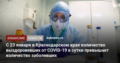 С 23 января в Краснодарском крае количество выздоровевших от COVID-19 в сутки превышает количество заболевших - kubnews.ru - Краснодарский край - Сочи - Краснодар - Белореченск - Тимашевск