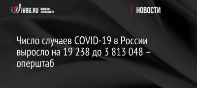Число случаев COVID-19 в России выросло на 19 238 до 3 813 048 – оперштаб - ivbg.ru - Россия