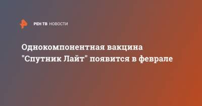 Кирилл Дмитриев - Однокомпонентная вакцина "Спутник Лайт" появится в феврале - ren.tv - Россия