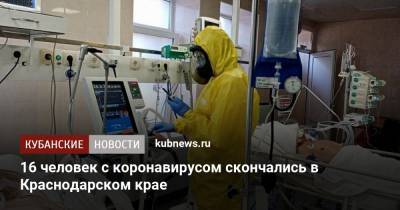 16 человек с коронавирусом скончались в Краснодарском крае - kubnews.ru - Краснодарский край - Краснодар - район Кущевский