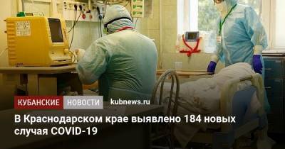 В Краснодарском крае выявлено 184 новых случая COVID-19 - kubnews.ru - Россия - Краснодарский край