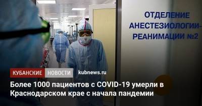 Более 1000 пациентов с COVID-19 умерли в Краснодарском крае с начала пандемии - kubnews.ru - Краснодарский край - Краснодар
