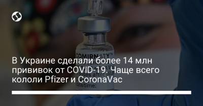 В Украине сделали более 14 млн прививок от COVID-19. Чаще всего кололи Pfizer и CoronaVac - liga.net - Украина - Индия