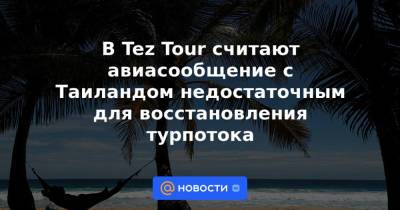 Андрей Снетков - В Tez Tour считают авиасообщение с Таиландом недостаточным для восстановления турпотока - news.mail.ru - Россия - Таиланд - Бангкок