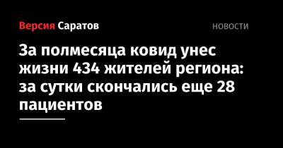 За полмесяца ковид унес жизни 434 жителей региона: за сутки скончались еще 28 пациентов - nversia.ru - Саратовская обл.