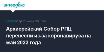 Архиерейский Собор РПЦ перенесли из-за коронавируса на май 2022 года - interfax.ru - Россия - Москва