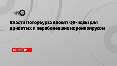 Власти Петербурга вводят QR-коды для привитых и переболевших коронавирусом - echo.msk.ru - Санкт-Петербург