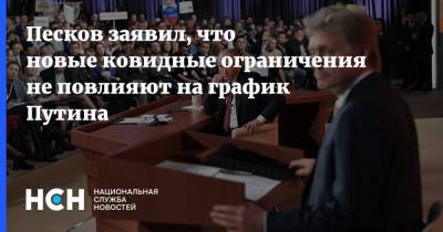 Владимир Путин - Дмитрий Песков - Песков заявил, что новые ковидные ограничения не повлияют на график Путина - nsn.fm - Россия