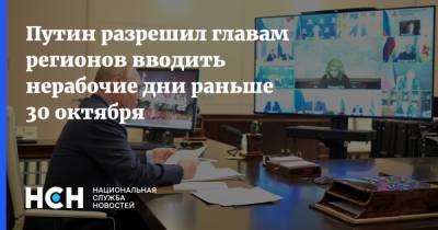 Владимир Путин - Путин разрешил главам регионов вводить нерабочие дни раньше 30 октября - nsn.fm - Россия