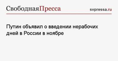 Владимир Путин - Путин объявил о введении нерабочих дней в России в ноябре - svpressa.ru - Россия