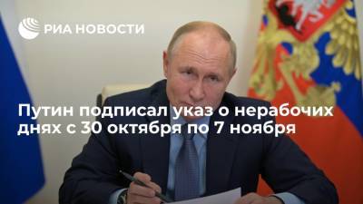 Владимир Путин - Путин поддержал решение объявить нерабочими дни с 30 октября по 7 ноября - ria.ru - Россия - Москва