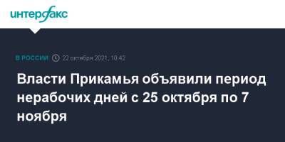 Власти Прикамья объявили период нерабочих дней с 25 октября по 7 ноября - interfax.ru - Москва - Пермский край