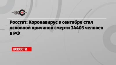 Росстат: Коронавирус в сентябре стал основной причиной смерти 34403 человек в РФ - echo.msk.ru - Россия