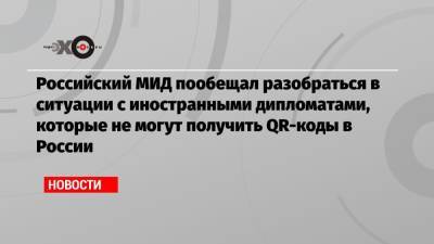 Российский МИД пообещал разобраться в ситуации с иностранными дипломатами, которые не могут получить QR-коды в России - echo.msk.ru - Россия