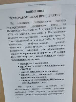 Соцсети: непривитых сотрудников балахнинского завода отстранят от работы - vgoroden.ru