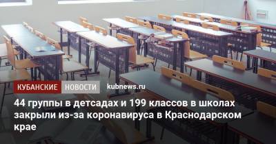 44 группы в детсадах и 199 классов в школах закрыли из-за коронавируса в Краснодарском крае - kubnews.ru - Краснодарский край - Сочи - Краснодар