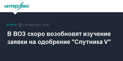 В ВОЗ скоро возобновят изучение заявки на одобрение "Спутника V" - interfax.ru - Москва