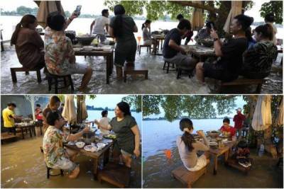 Ресторан в Таиланде затопила река: гости обедают по колено в воде и им нравится - skuke.net - Таиланд