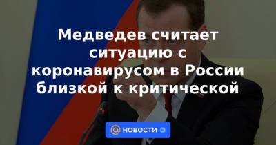 Медведев считает ситуацию с коронавирусом в России близкой к критической - news.mail.ru - Россия