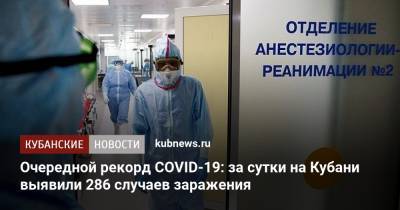 Очередной рекорд COVID-19: за сутки на Кубани выявили 286 случаев заражения - kubnews.ru - Краснодарский край - Павловск