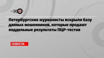 Петербургские журналисты вскрыли базу данных мошенников, которые продают поддельные результаты ПЦР-тестов - echo.msk.ru