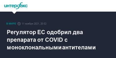 Регулятор ЕС одобрил два препарата от COVID с моноклональными антителами - interfax.ru - Москва