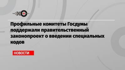Профильные комитеты Госдумы поддержали правительственный законопроект о введении специальных кодов - echo.msk.ru