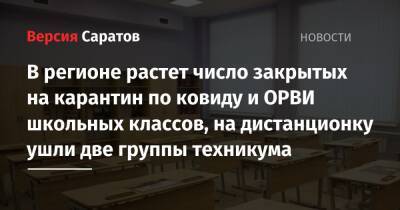 В регионе растет число закрытых на карантин по ковиду и ОРВИ школьных классов, на дистанционку ушли две группы техникума - nversia.ru - Саратовская обл.